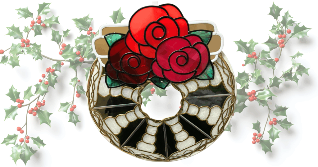 ヒイラギとバラのリース